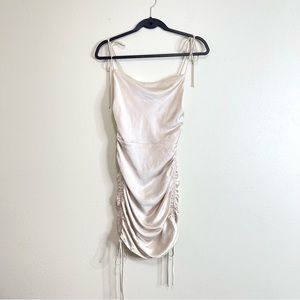 🤍 Hello Molly ruched satin effect cowl neck dress